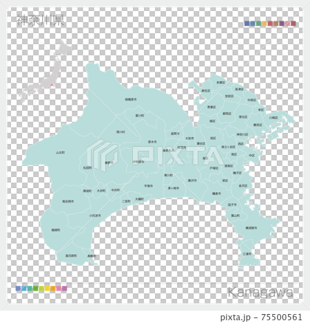 Map of Kanagawa Prefecture, Kanagawa, municipalities (municipalities, divisions) 75500561