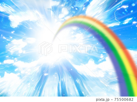 青空に架かる虹のイラスト 75500682