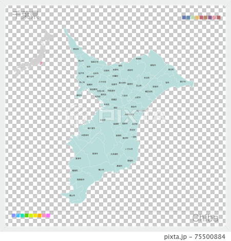Map of Chiba Prefecture, Chiba, municipalities (municipalities, divisions) 75500884