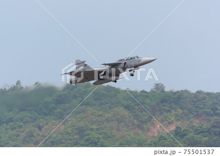 タイ空軍サーブJAS39Dグリペン離陸 75501537