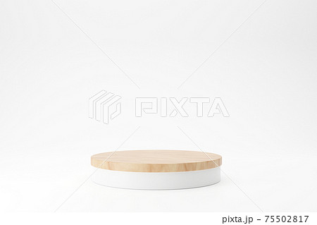 wood podium on white background for product advertising, Minimal style, 3d rendering wood podium on white background for product advertising, Minimal style, 3d rendering 75502817