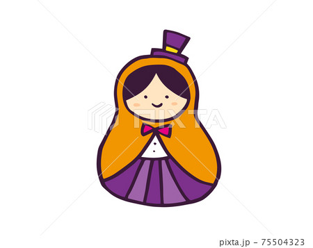 かわいい秋のハロウィンの仮装した女の子/手書きイラスト素材 かわいい秋のハロウィンの仮装した女の子/手書きイラスト素材 75504323