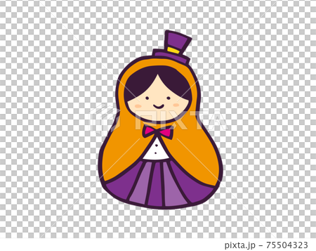 かわいい秋のハロウィンの仮装した女の子/手書きイラスト素材 かわいい秋のハロウィンの仮装した女の子/手書きイラスト素材 75504323