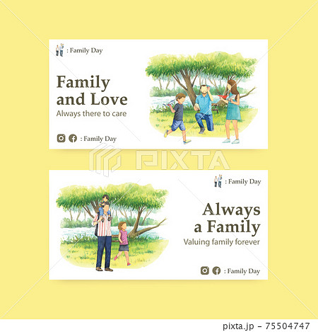 Twitter template with International Day of Families concept design watercolor illustration Twitter template with International Day of Families concept design watercolor illustration 75504747