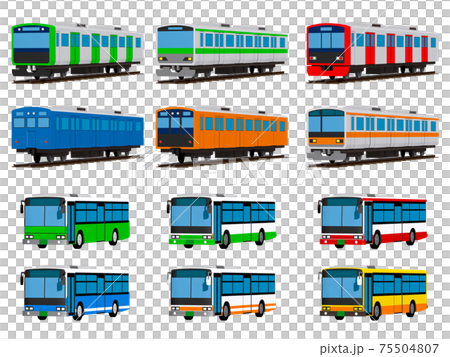 電車とバスのセット アイコン イラストのイラスト素材