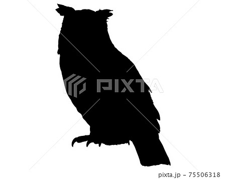 ミミズクのシルエットのイラスト素材