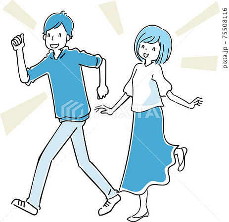 楽しそうな男女のイラストのイラスト素材