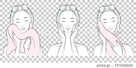 一個女人在做皮膚護理的矢量圖 一個女人在做皮膚護理的矢量圖 75508608
