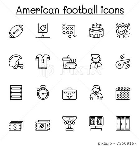 American football icon set in thin line style 75509167