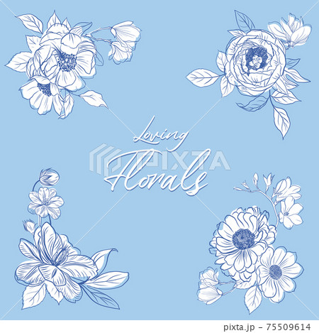 Bouquet floral with spring line art concept design watercolor illustration 75509614