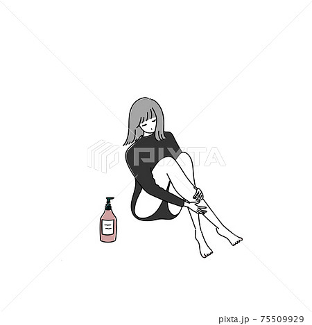 脚に保湿クリームを塗る女性 75509929