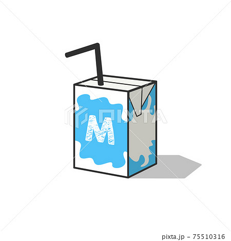 Small Milk cartoon box with letter M icon on...のイラスト素材