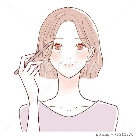 アイブロウをする中年女性 アイブロウをする中年女性 75511576