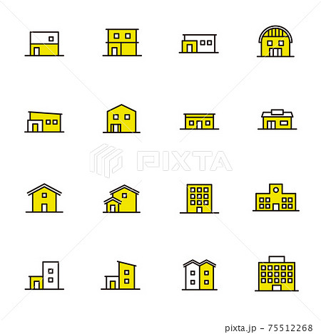 シンプルアイコンセット いろいろな建物のアイコンのイラスト素材