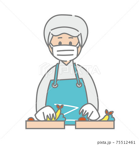 食品工場で働く作業員のライン作業 食品工場で働く作業員のライン作業 75512461