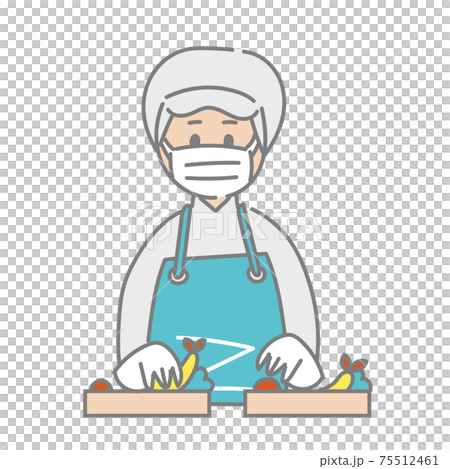 食品工場で働く作業員のライン作業 食品工場で働く作業員のライン作業 75512461