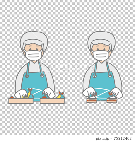 食品工場で働く作業員のライン作業 食品工場で働く作業員のライン作業 75512462