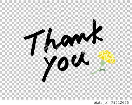 Cute characters Thank you and carnation / handwritten illustrations Cute characters Thank you and carnation / handwritten illustrations 75512636