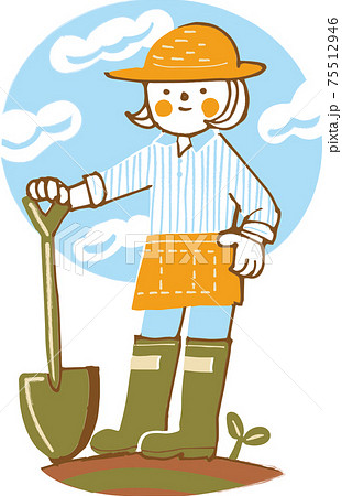 スコップを持って立っている女性 75512946