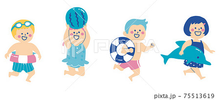 水着の子供たちのイラスト 水着の子供たちのイラスト 75513619