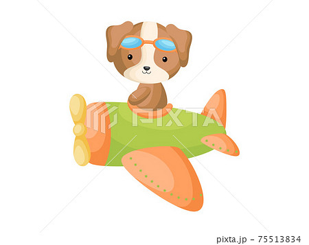 Little dog wearing aviator goggles flying an... - Stock Illustration  [75513834] - PIXTA