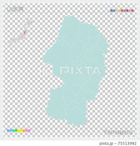 山形県の地図・Yamagata(市町村・区分け) 山形県の地図・Yamagata(市町村・区分け) 75513992