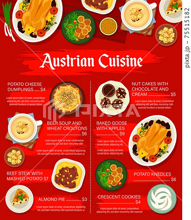 Austrian cuisine menu template, cafe price list Austrian cuisine menu template, cafe price list 75515182