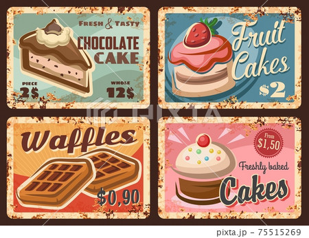 Pastry, confectionery sweets rusty plates set Pastry, confectionery sweets rusty plates set 75515269