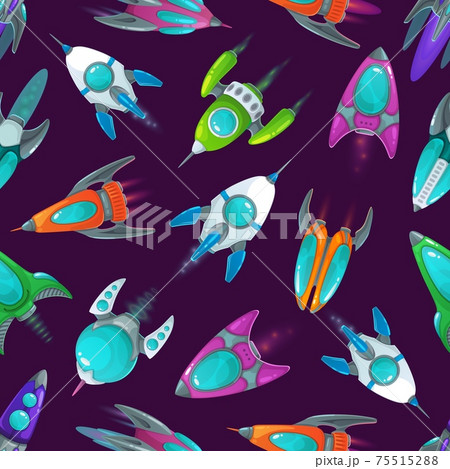 Rockets cartoon pattern, space ships background 75515288