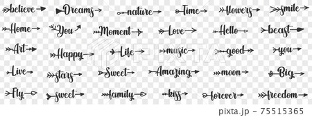 Lettering words with arrows doodle set Lettering words with arrows doodle set 75515365