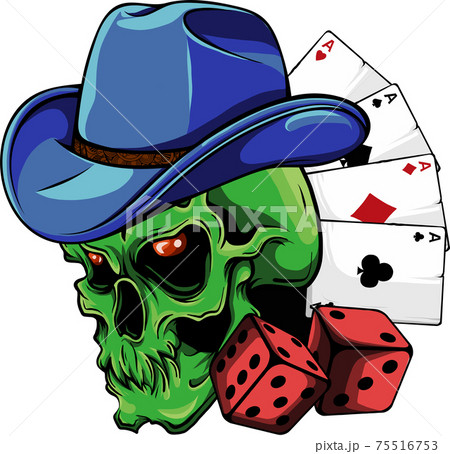 cowboy skull with poker ace and dice cowboy skull with poker ace and dice 75516753