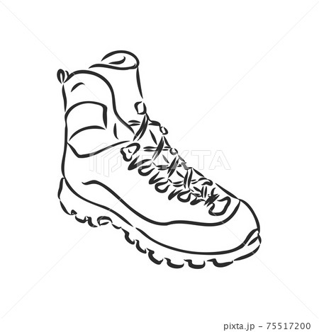 Rough sketched boots. ankle boots, mountain shoes vector sketch illustration on white background Rough sketched boots. ankle boots, mountain shoes vector sketch illustration on white background 75517200