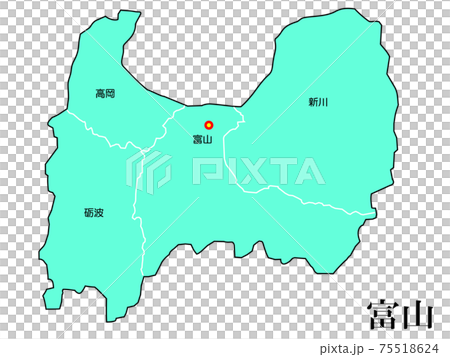 日本都道府県地域別富山県のイラスト素材