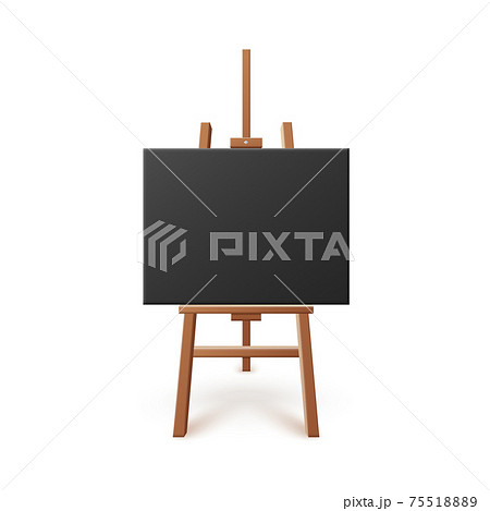 Easel with horizontal black artboard, realistic vector illustration isolated. 75518889
