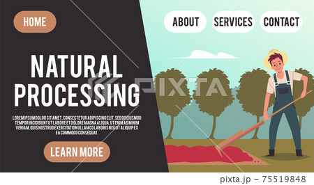 Natural processing of coffee website banner template flat vector illustration. 75519848