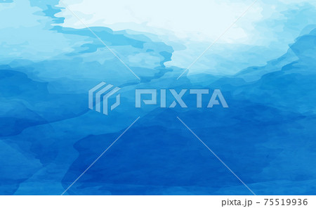 Realistic blue watercolor panoramic texture on white background - Vector 75519936