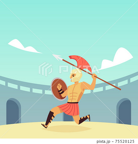 Ancient spartan soldier with spear and shield a vector illustration Ancient spartan soldier with spear and shield a vector illustration 75520125