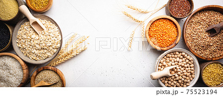 Bowls with different grains Bowls with different grains 75523194