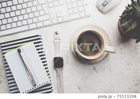 Flat lay office table desk. Flat lay office table desk. 75523208