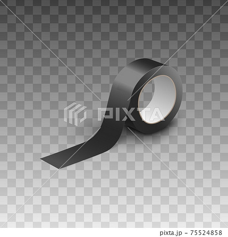 Black adhesive tape roll partly taped to the ground surface 75524858