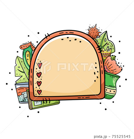 Vector doodle frame for design. Creative doodle illustrations. Template with a place for text. 75525545