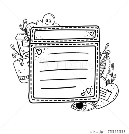 Vector doodle frame for design. Creative doodle illustrations. Template with a place for text. 75525553