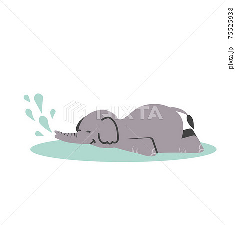 Cute Cartoon Elephants Sleeping Vectorのイラスト素材