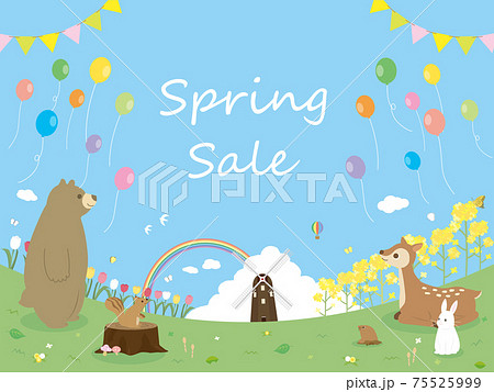 春 セール 自然 動物 カード 風景 背景 イラスト素材のイラスト素材