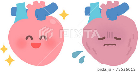 元気な心臓と元気がない心臓のイラスト素材 元気な心臓と元気がない心臓のイラスト素材