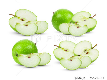 green half  apple isolated on white background 75526034