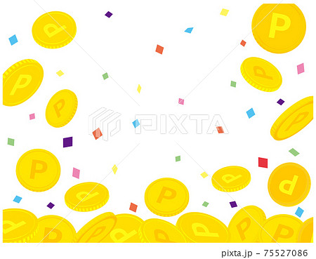 コインが空から降り注ぐ背景素材　ポイント　 75527086