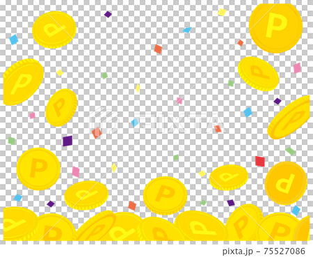 コインが空から降り注ぐ背景素材　ポイント　 75527086