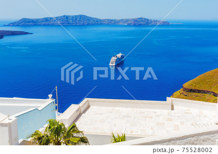 cruise ship in Santorini Island in Greece 75528002