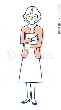 ファイルを持っている笑顔の女性 75528897